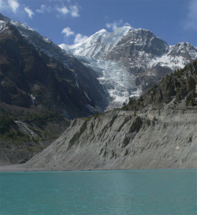 Lake at the base of the Gangapurna Glacier, Manang