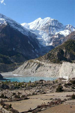 The  lake under the Gangapurna Glacier